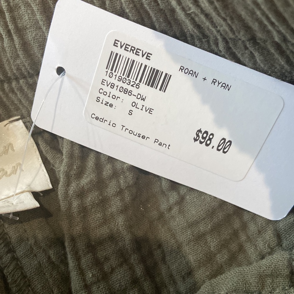 NWT Evereve Roan+Ryan Green Cedric Trouser Cotton Crop Pants - Picture 5 of 11